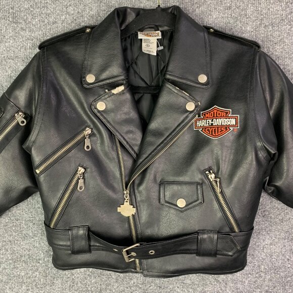 Harley Davidson Full Zip Leather Jacket Toddler Size 6 Black‎ - Picture 3 of 12